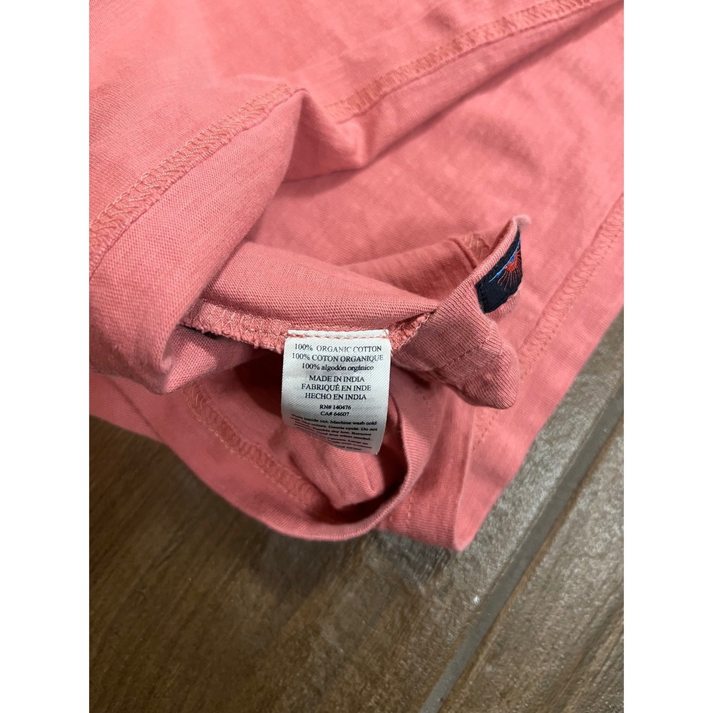 Faherty Sunwashed Organic Cotton Pocket Tee Mens Large Pink Blue Stripe Shirt - Picture 6 of 6